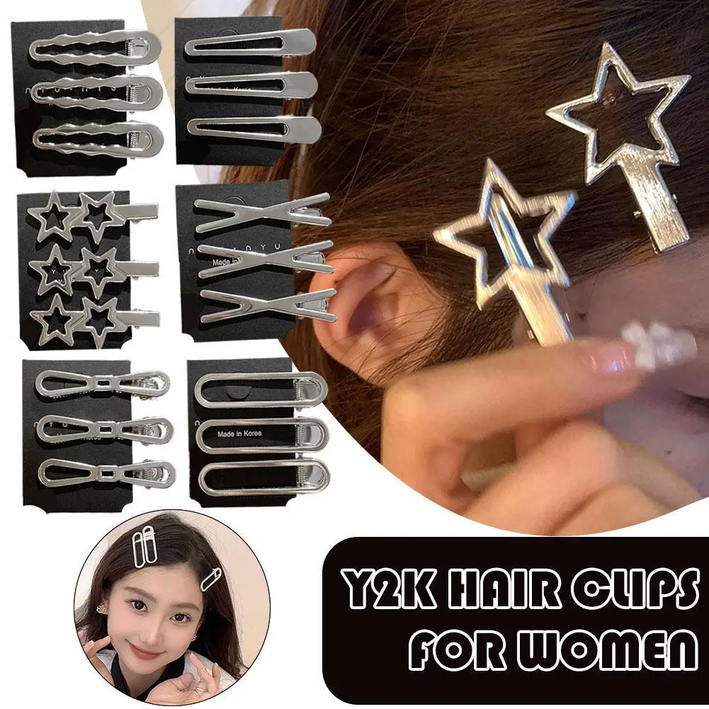 

18pcs Silver Metal Y2k Hair Clip For Women Elegant Cute Metal Duckbill Clip Side BB Bangs Clips Hair Accessories