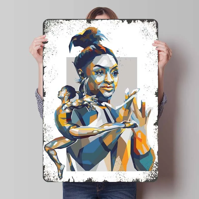 Simone Biles Metal Sign Sports Poster Vintage Metal Plate Custom Tinplate Signs for Wall Art Decoration Wall Decor Living Room