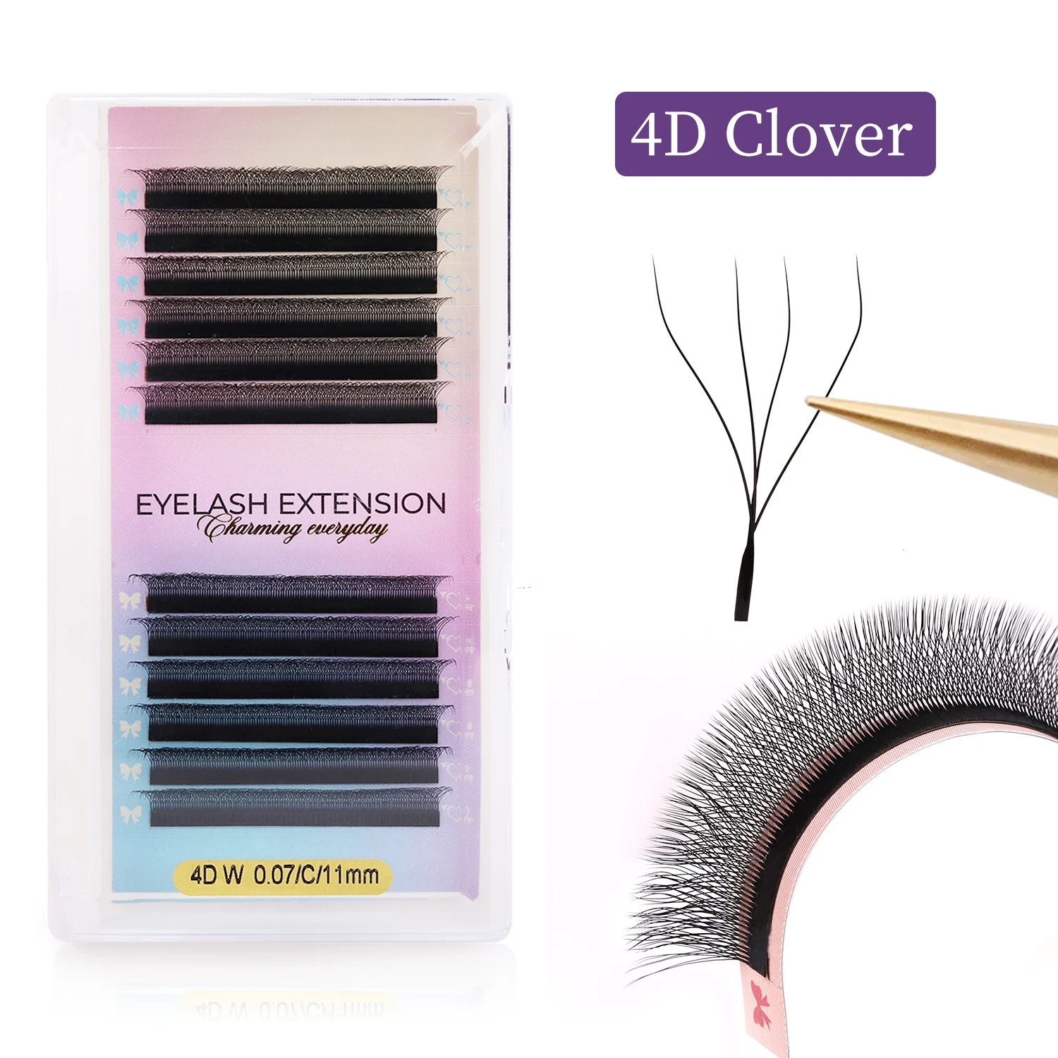 AGUUD Braune 4D W Wimpern YY 3D 4D 5DW geformte Spike Clover Wimpernverlängerung 3D Fairy Blooming Natural Woven YY Einzelwimpern – Detail 25