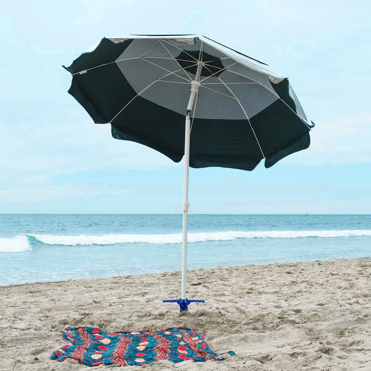 

Beach Umbrella Anchor Sand Blue Durable Spiral Bottle Tip Design for Firm Fixing Easy Setup Sand Anchor Outdoor Use