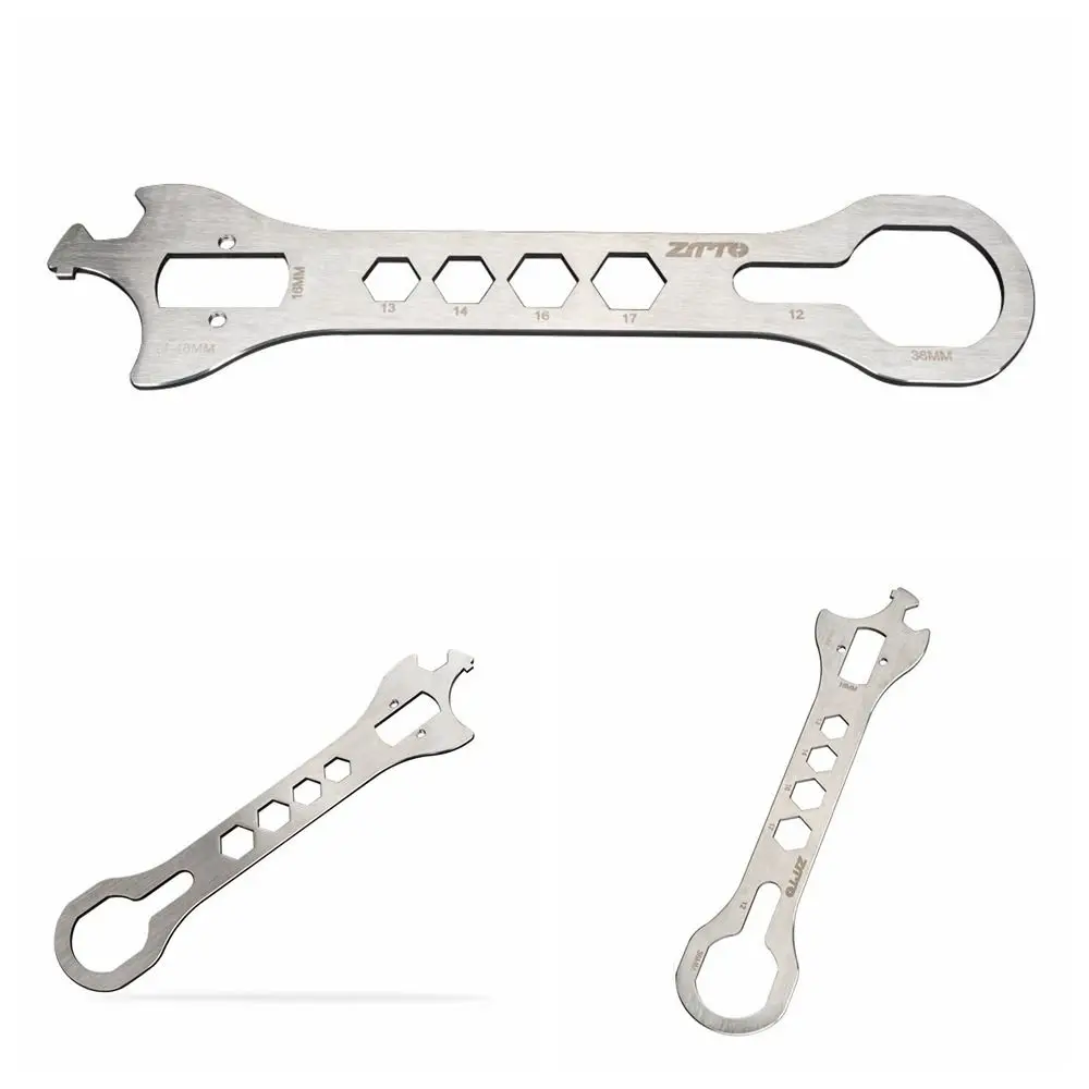 Multifunctional Bicycle Wrench Tool Stainless Steel Wear Resistant Bike Repair Crank Wrench Portable Old Fashioned