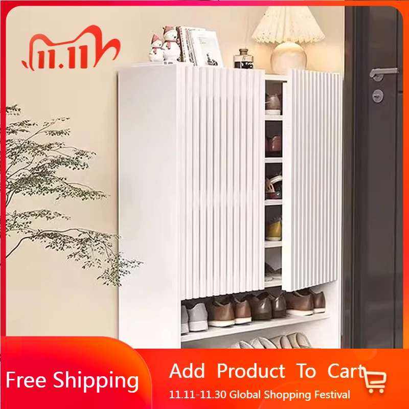 White Cream Shoe Cabinet Accent Nordic Luxury Living Room High Design Universal Shoe Shelf Storage Gabinete Postmodern Furniture
