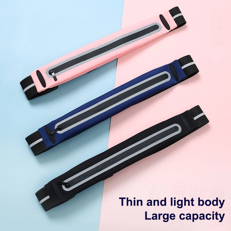 

Ультратонкая водонепроницаемая поясная сумка для занятий спортом, светоотражающая сумка на молнии, идеальный мобильный держатель для мужчин и женщин