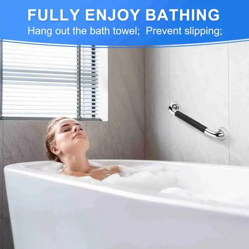 Bathroom Grab Bar with Silicone Anti-Slip Handle