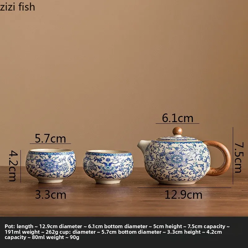 رو فرن الأزرق الأبيض إبريق شاي من السيراميك الإبداعية صانع الشاي الرجعية اليدوية إبريق الشاي الكونغ فو طقم شاي أدوات الشاي المنزلية مصفاة الشاي #5