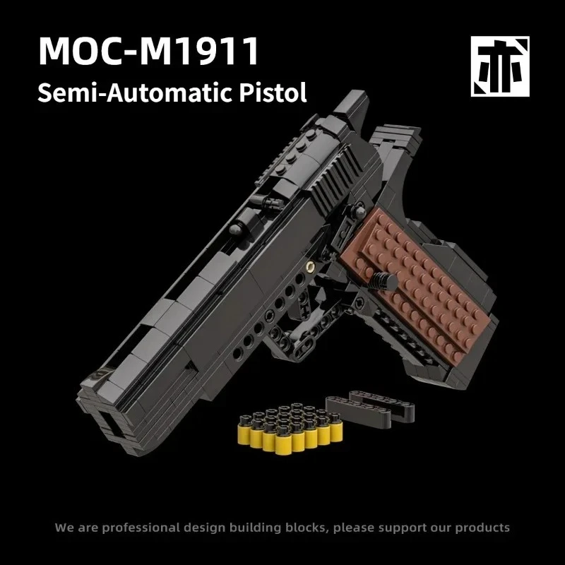 Technical MOC-M1911 Semi-Automatic Pistol Building Blocks Model DIY Assembly Bricks Gun Construction Toy Kit For Adult