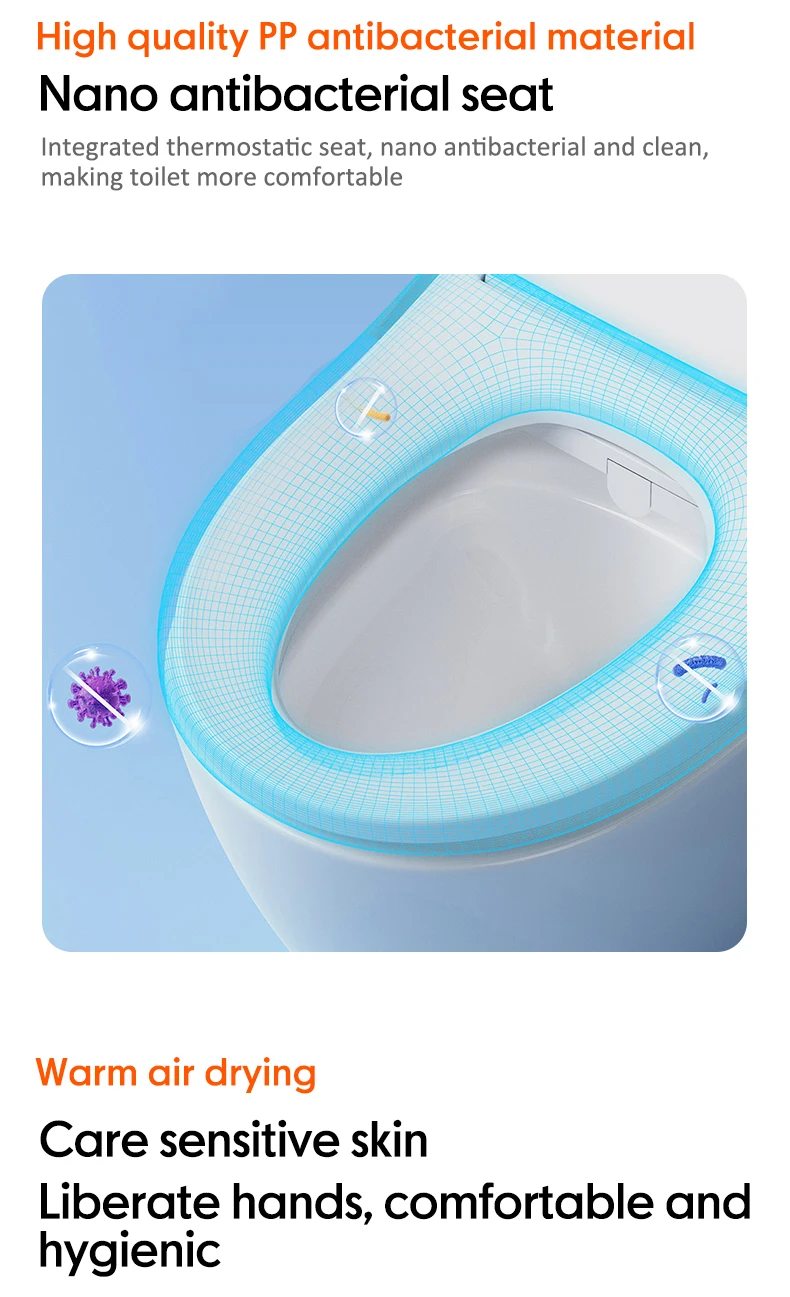مقعد المرحاض الذكي المفتوح والإغلاق تلقائيًا، غطاء مقعد المرحاض الصحي للحمام الذكي