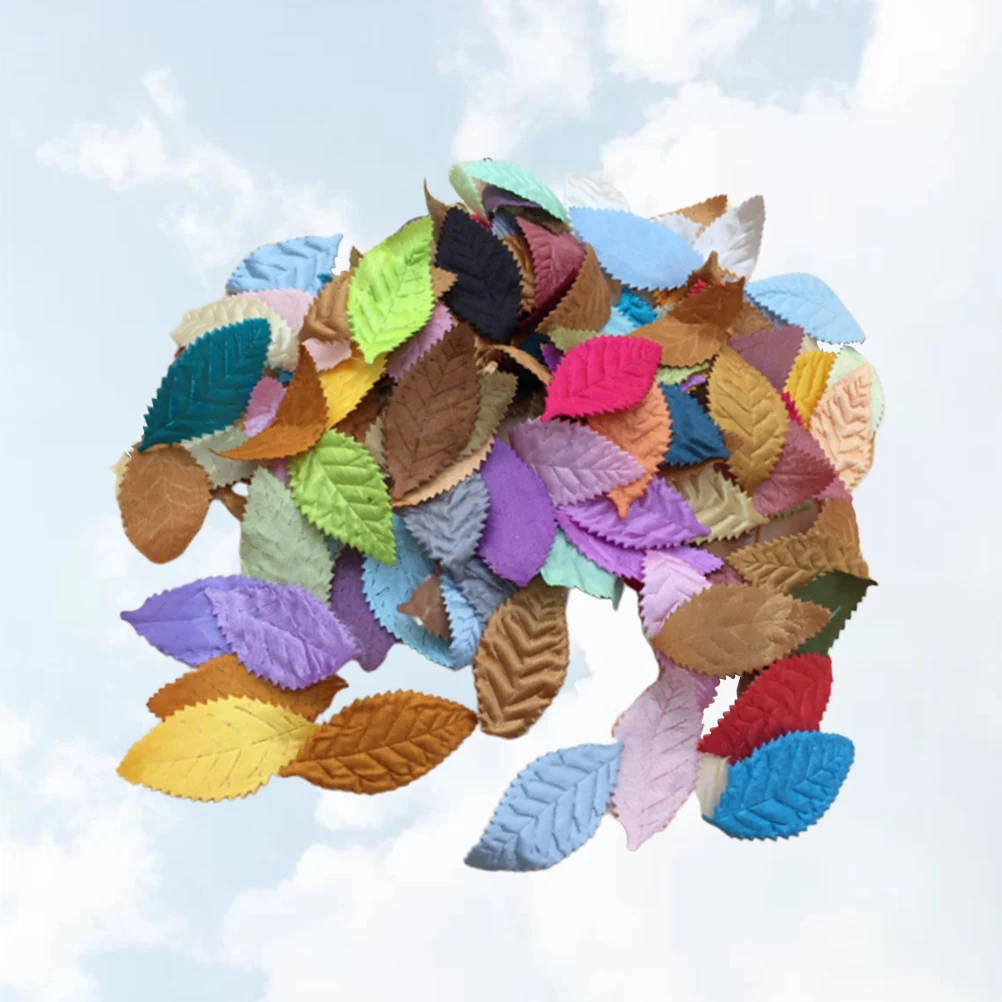 

100 Pcs Leaves Soft Polyester Decorative Material Decorative Material For Hat DIY Craft Floral Wreath Cloth Accessories