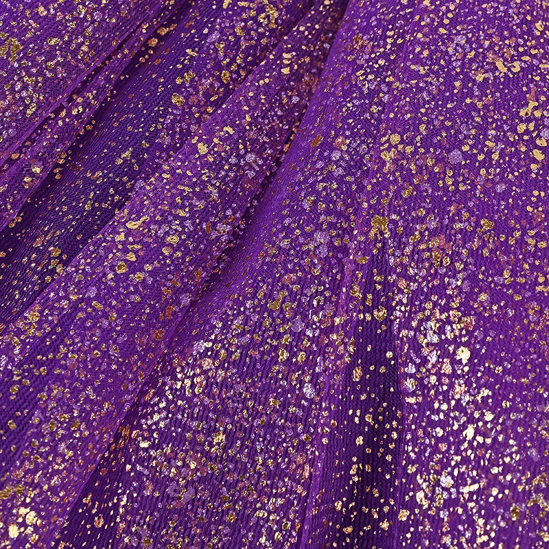 Adult Hot Mesh Tutu Skirt 2024 Street Fashion Solid Color Skirt Polyester Gold/Silver Stamping Dance Skirt