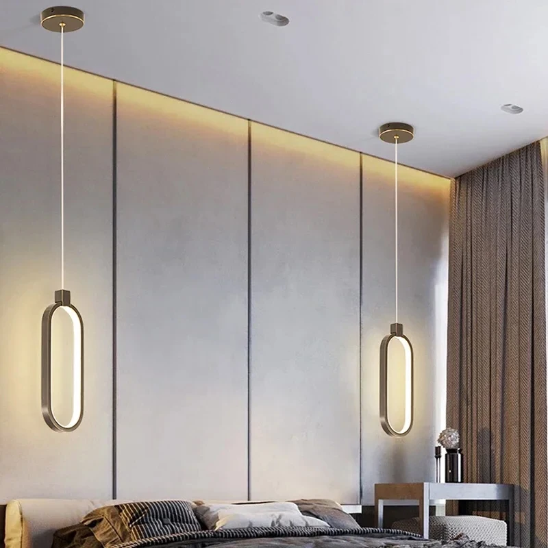 

Modern Minimalist LED Pendant Lamp Black Gold Chandelier for Living Room Kitchen Home Bedroom Bedside Decoration Hanging Lights