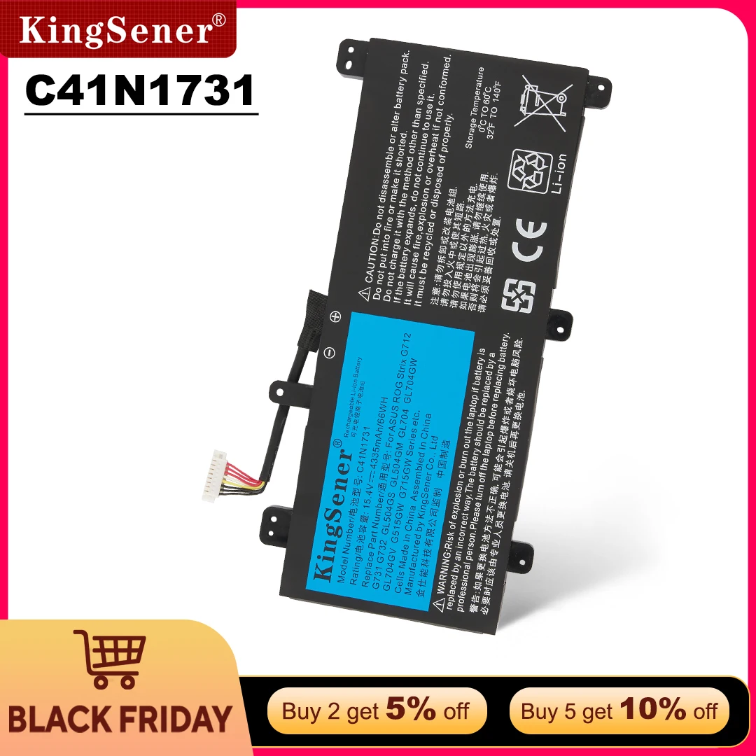

KingSener C41N1731 Аккумулятор для ноутбука ASUS ROG Strix Scar/HERO II G712 G732 G731 GL504GW GL504GS GL504GM GL704 GL704GW GL704GV