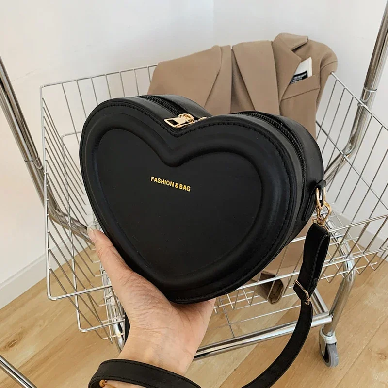 Hot Sale Heart Shape Crossbody Bags for Women Solid Pu Leather Shoulder Bags Fashion Handbags Mini Bag Fresh Style