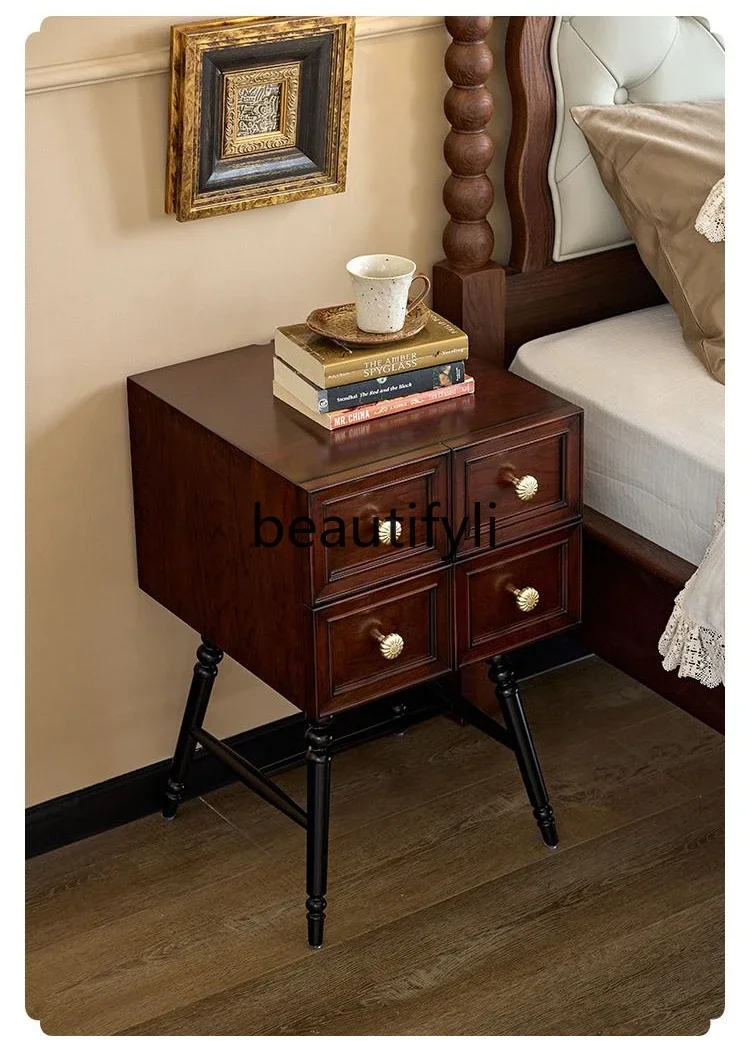 

zqxFrench винтажная ясеневая прикроватная тумбочка для хранения в спальне, ящик для хранения, американский шкафчик