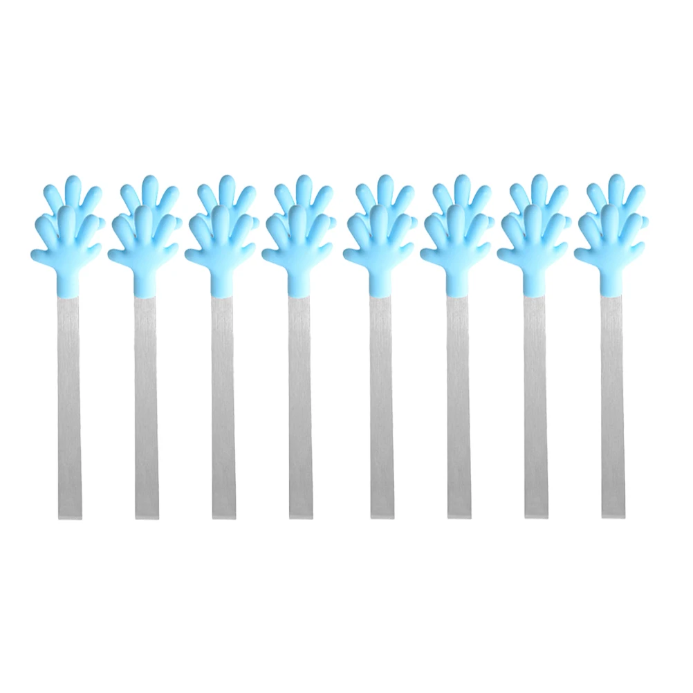 

8 pcs Stainless Steel Silicone Food Tongs Long H Heat Resistant Kitchen Tools Bread Grill Serving Party Home Use