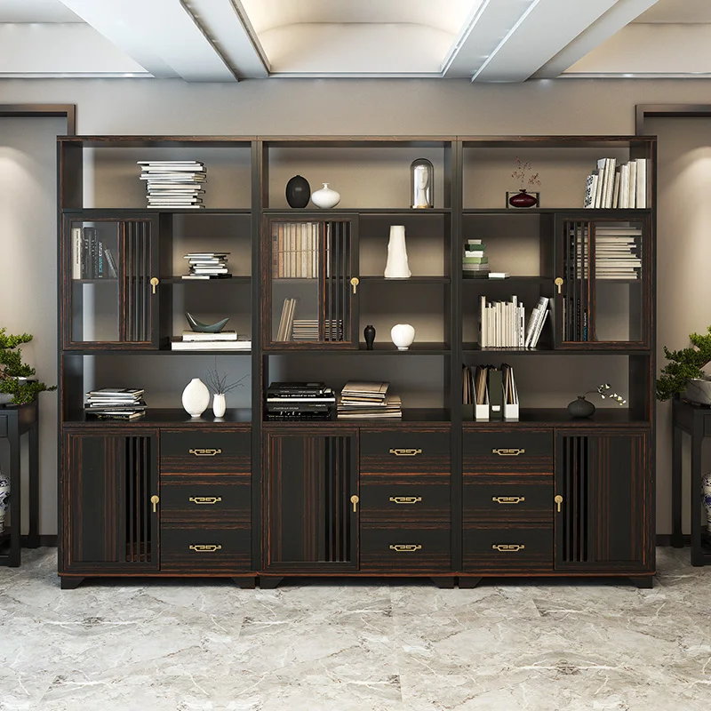 Classic Style Combined Bookshelf Antique Library  Bookcase Study Room Home Use Wood Bookcase Furniture