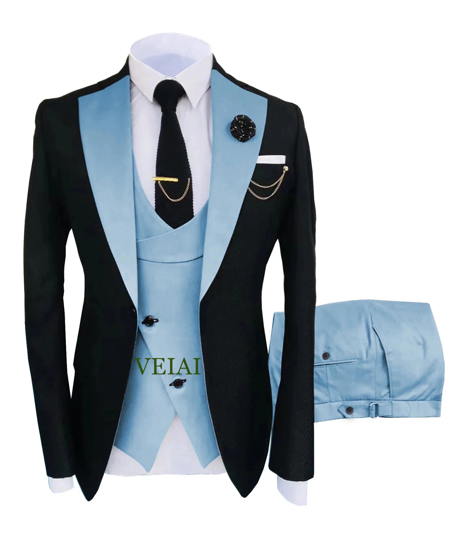 

Customized2024 Slim Fit Peak Lapel Tuxedo Set 3-Piece Groomsmen Wedding Suit (Blazer+Vest+Pants) Luxury Party & Formal Attire