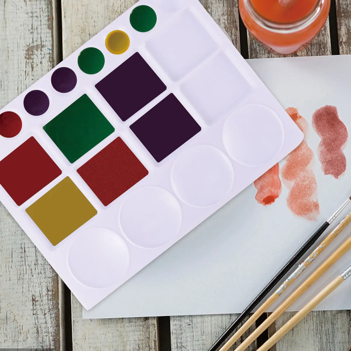 

1Pcs Square Painting Pigment Tray Portable Plastic Mixing Palette for Watercolor Gouache Art Drawing Tray Mixing Painting Trays