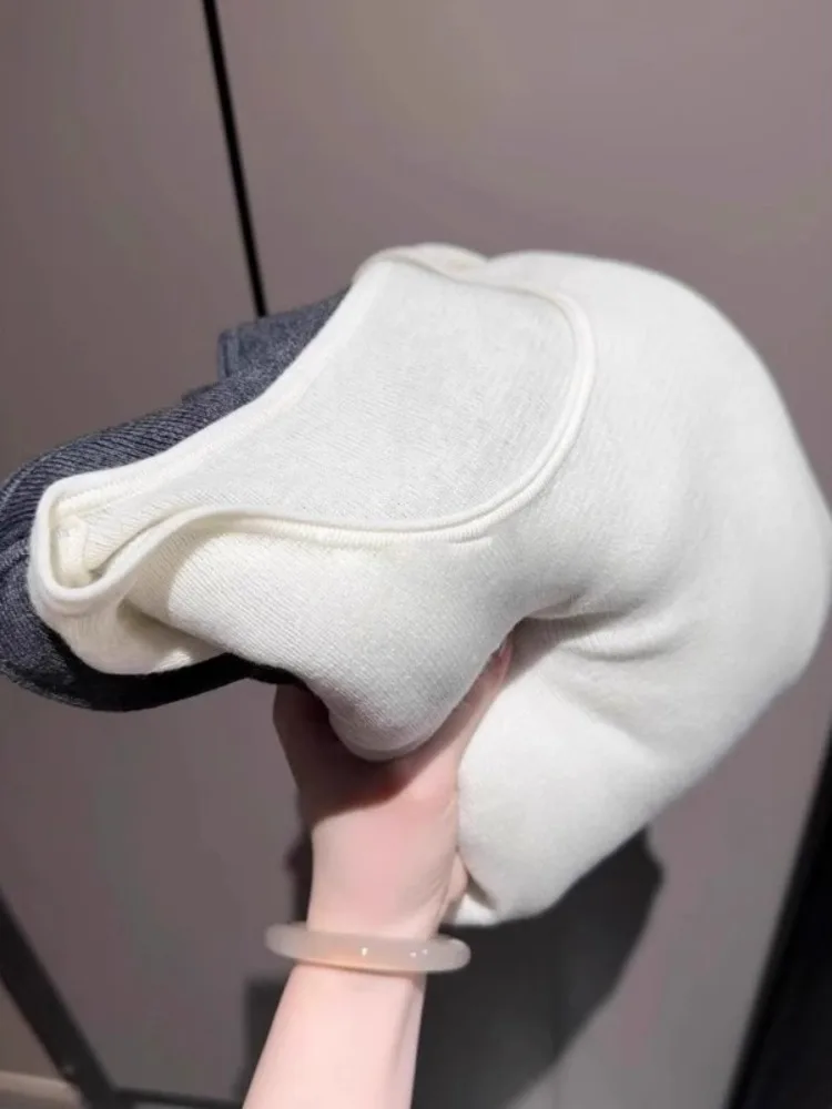 

Вязаный свитер с эффектом похудения, женский осенне-зимний высококачественный длинный свек, шерстяной базовый слой с накладными плечами, трикотаж