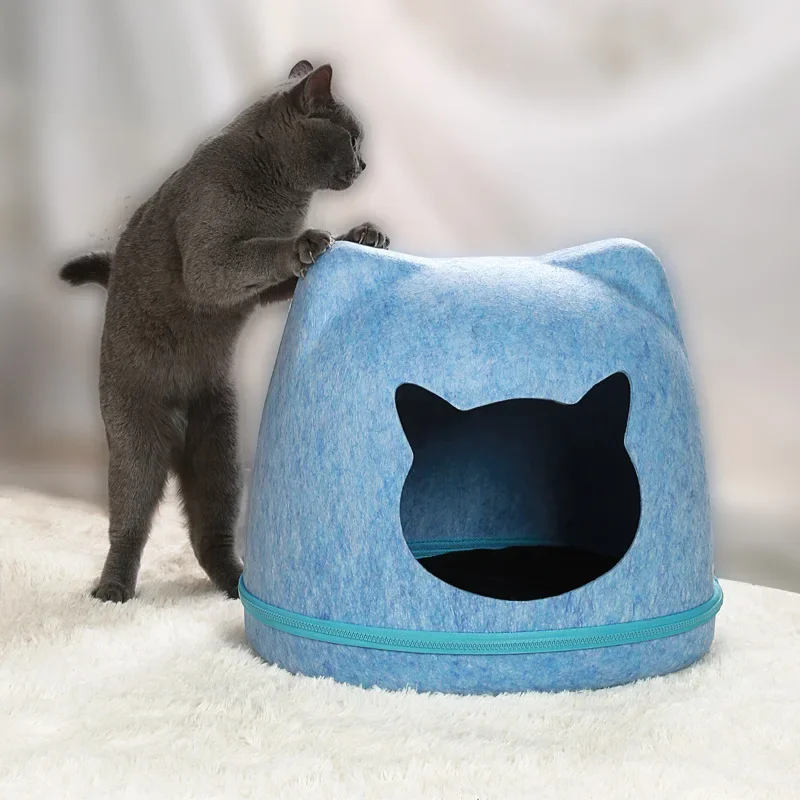 

Pet Felt Cat Nest Creative Cat House All-season Pass Semi-closed Accessories Cat Bed Pet Products House Cats Beds Furniture