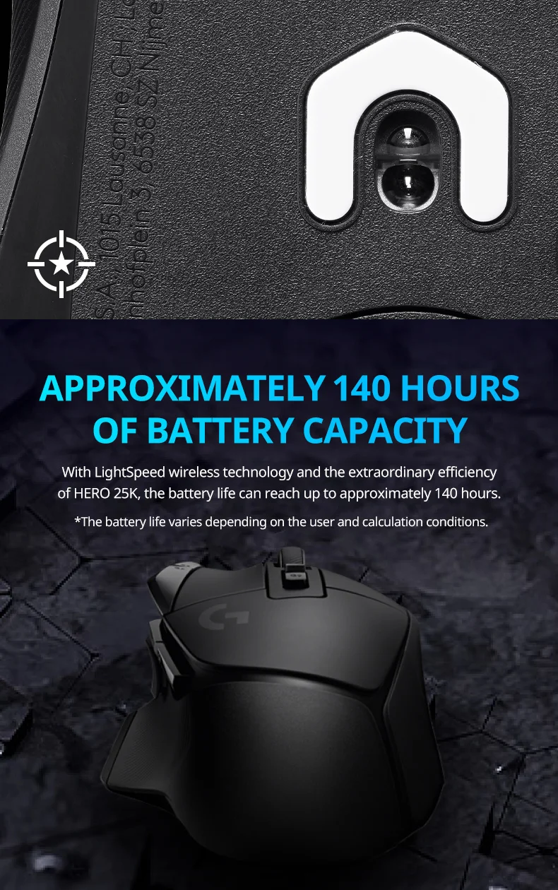 Logitech G502 X LIGHTSPEED Wireless Gaming Mouse, HERO 25K, 25600 DPI, 13 Programmable Buttons, Esports Version