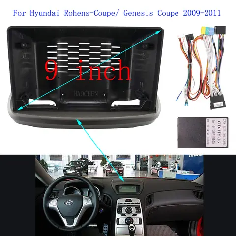 9 인치 자동차 프레임 근막 어댑터 Canbus 박스 디코더 현대 제네시스 쿠페 Rohens 용 안드로이드 라디오 오디오 대시 피팅 패널 키트