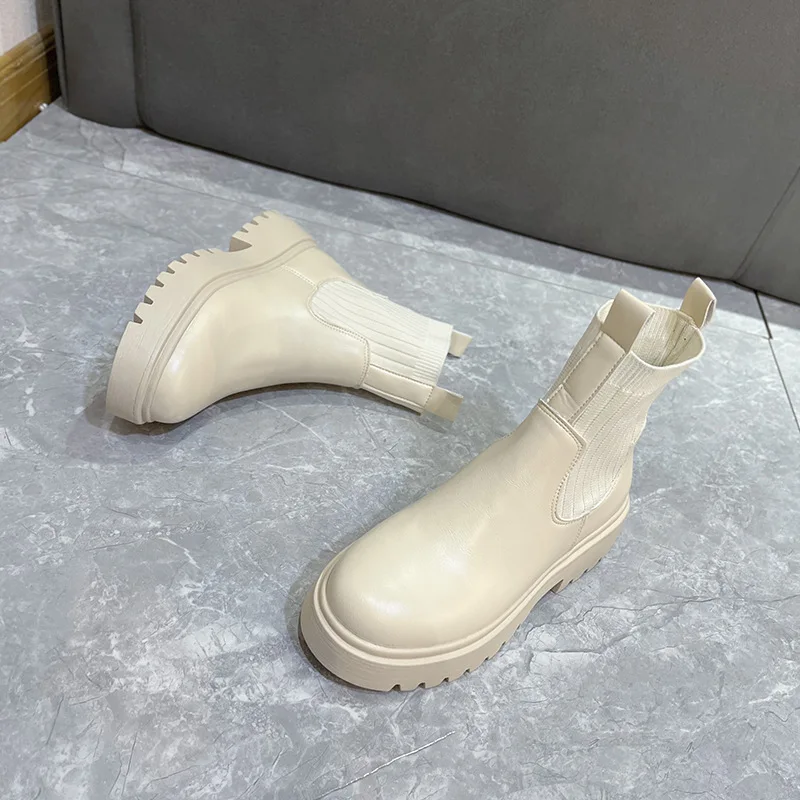 Women's Shoes 2024 Fashion Mid-calf Slip-on Women's Boots Thick-soled High Heels Winter Women's Boots Round-toe Shoes for Women