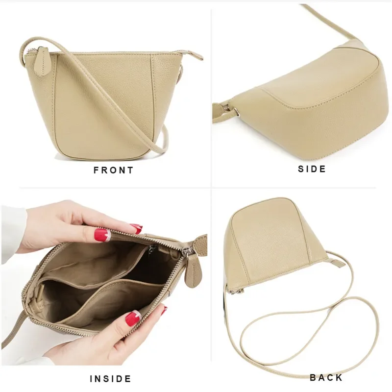 Solid Color Genuine Leather Women Square Handbags Wide Strap Female Shoulder Bags Cross Body Brand Designer Cowhide Bag