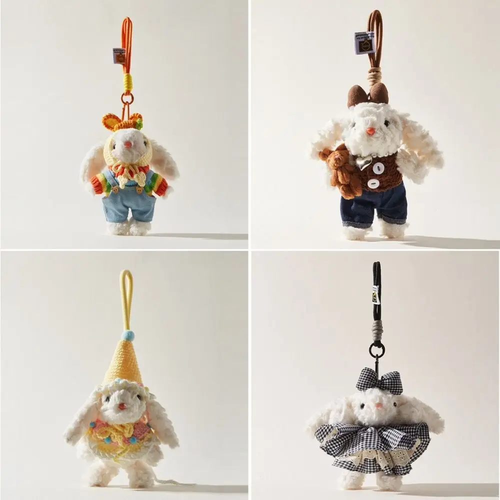 Exquisito vestido de princesa muñeca conejo de peluche colgante conejito oreja conejo llavero 18cm bolsa encanto regalo