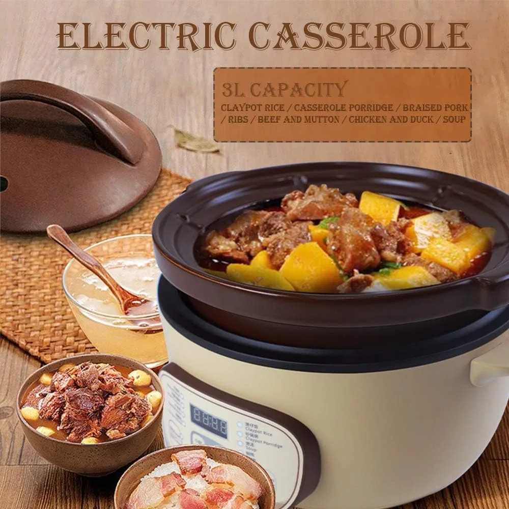 Cooker for Claypot Rice and Casserole Porridge, Ceramic Casserole Cooking Pot with Unglazed Porcelain, Suitable for Stove, 3L