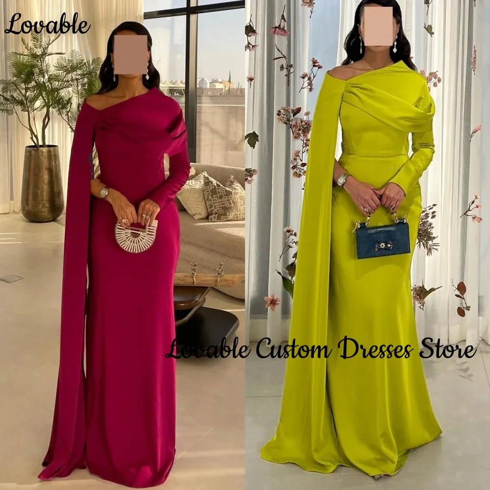 

Customized Prom Dresses 2025 A-Line Cowl Neck Floor-Length Zipper Up Chiffon Long Sleeves Dress Women Elegant Party Wedding