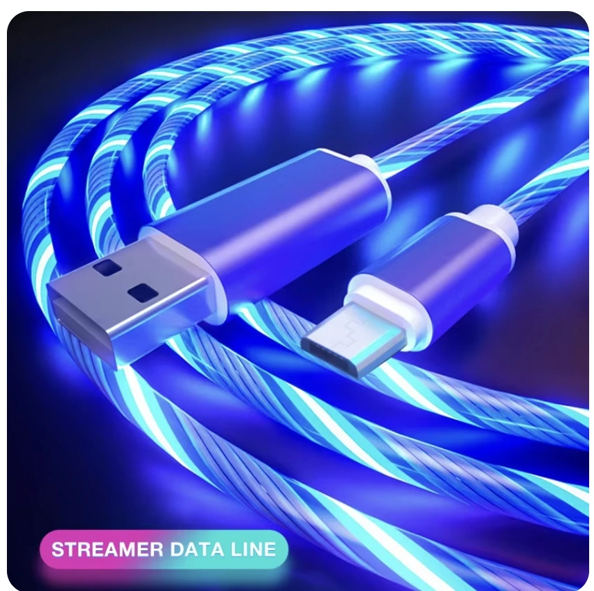 Glowing Cable Mobile Phone Charging Cables LED Light Micro USB Type C Charger For Samsung Huawei iPhone Charge Wire Cord