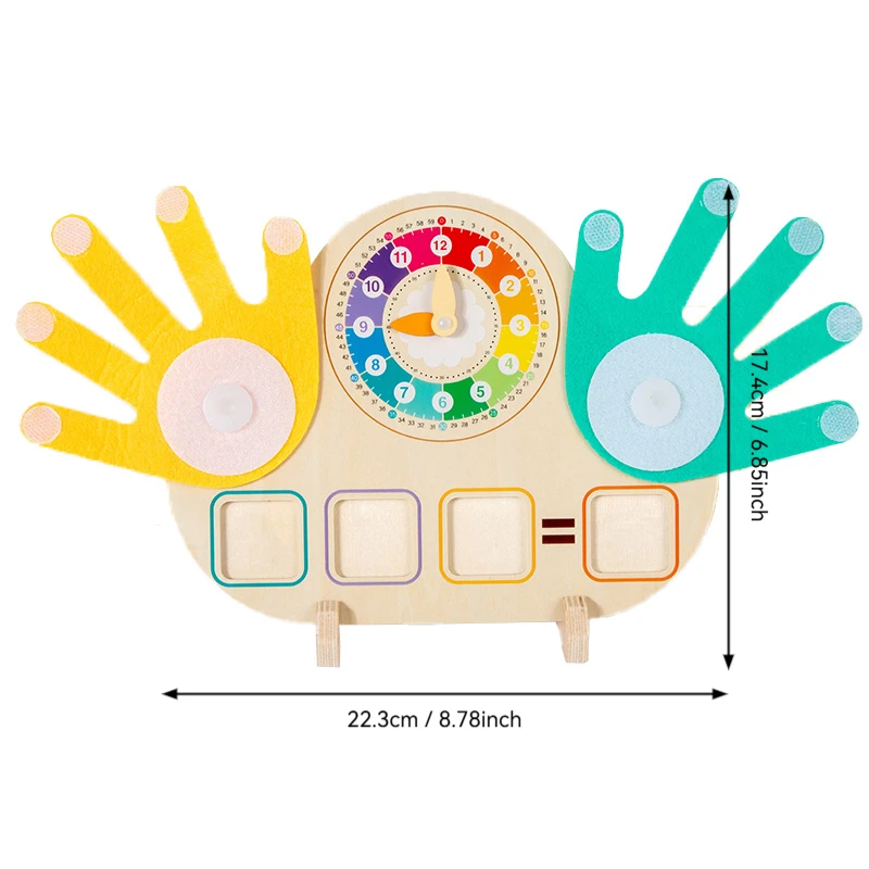 Zegar do nauki liczenia dla dzieci – Drewniana zabawka Montessori do arytmetyki, do nauki dodawania, odejmowania i wczesnych umiejętności matematycznych