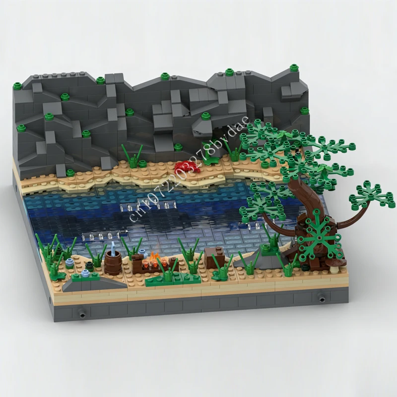 

1285PCS Fisher by river MOC Creative street view Model Building Block Architecture DIY Education Assembly Model Toy Holiday Gift