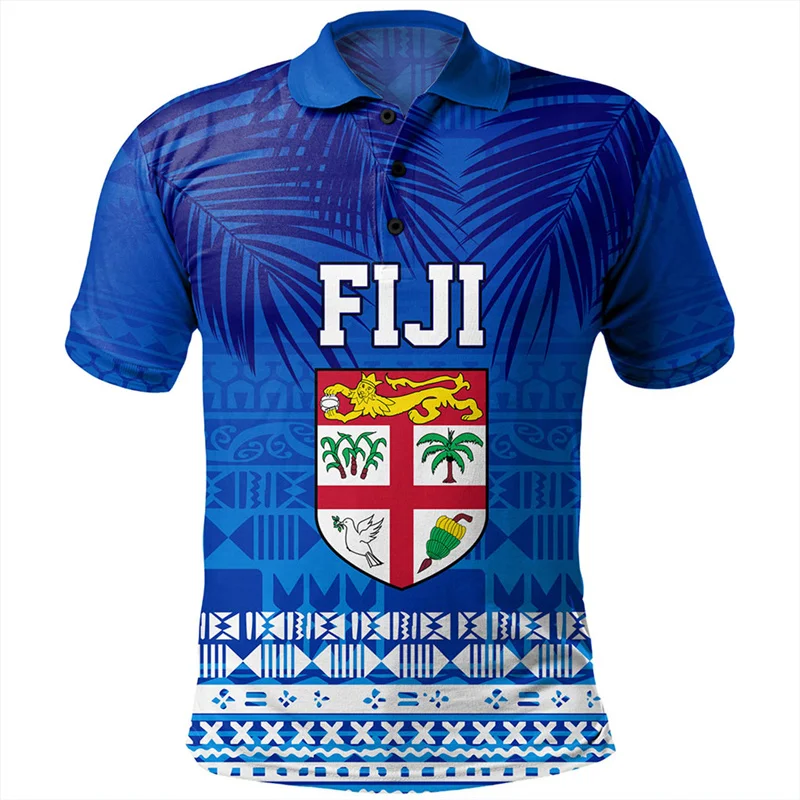 Harajuku 3D Fiji Rigby Flag Printing Polo Shirt BULA Fiji Pride Graphic Polo Shirts For Men Kid Fashion Cool Clothing Tops Polos