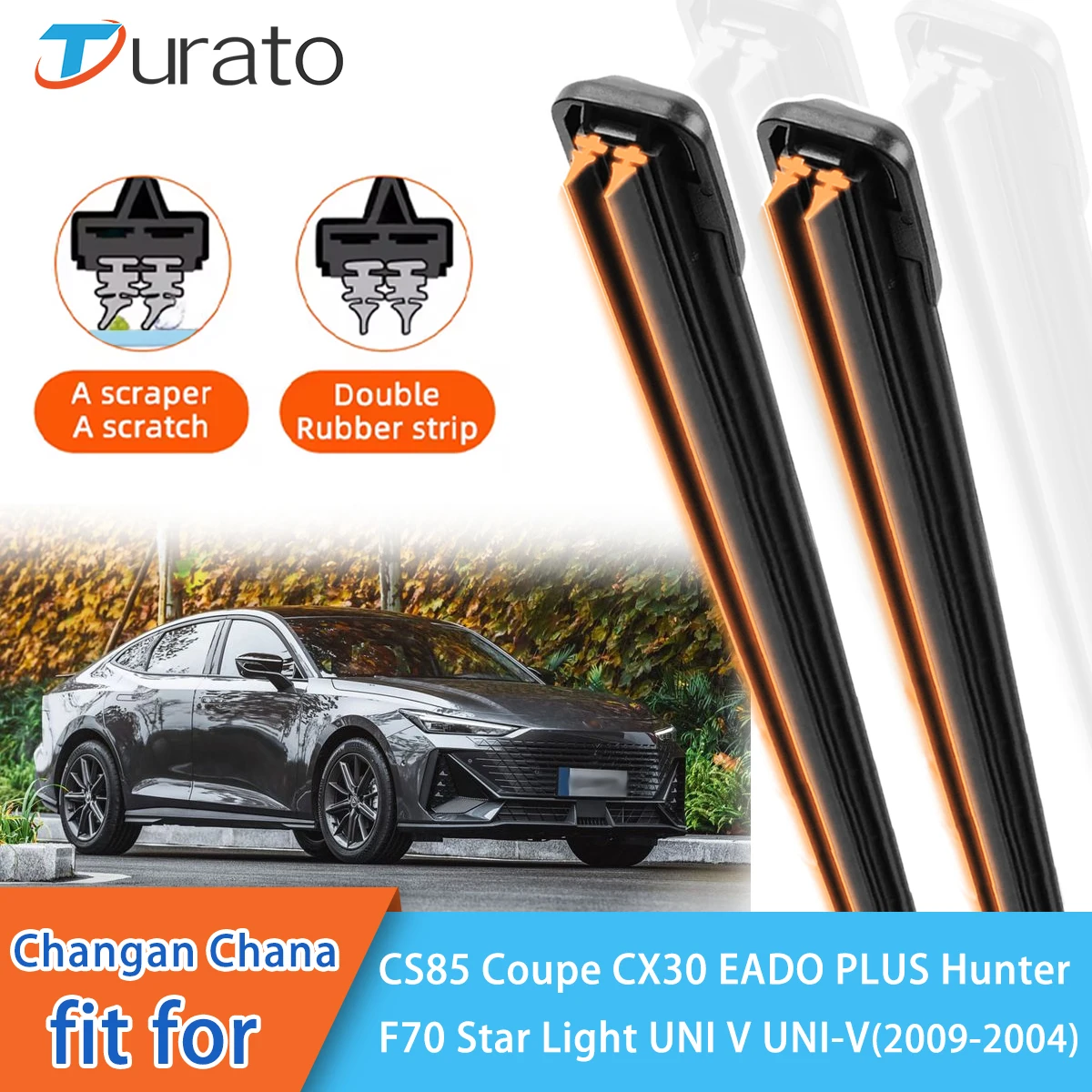 For Changan Chana UNI-V Hunter F70 Star Light EADO PLUS Front Windscreen Wipers Double Rubber Car Wiper Blades Car Accessories