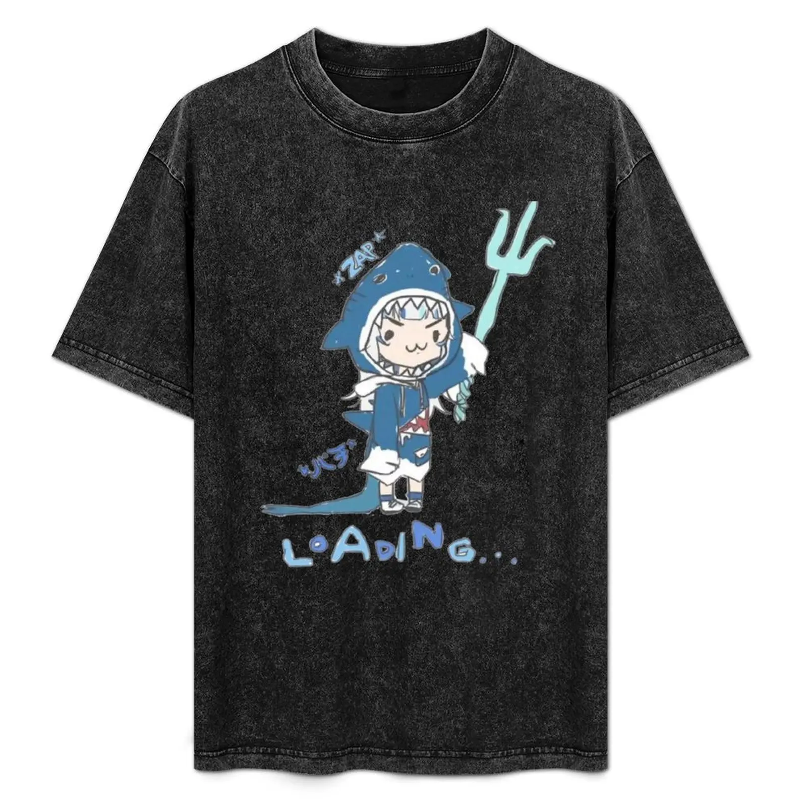 Gura Loading BG T-Shirt Simple Line Art Print Tee