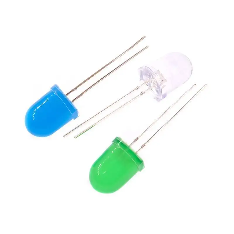 10 Stück 10MM LED F10 Rundkopf-Leuchtdioden Weiß Blau Rot Grün Gelb Hohe Helligkeit Direktanschluss – Detail 3