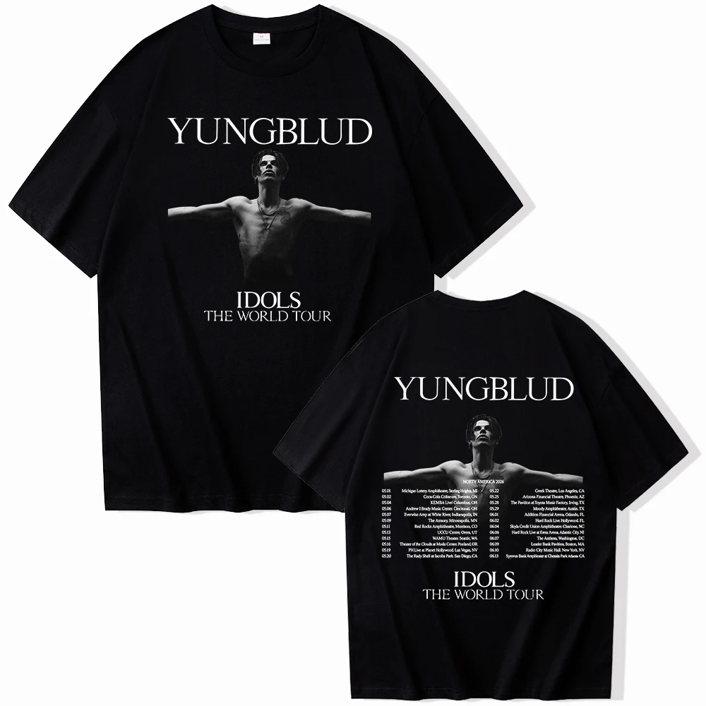 Yungblud Idols the World Tour 2026 Print T-shirt Harajuku O-neck Woman Man Casual Hip Hop Shirt Tops for Fans Gift