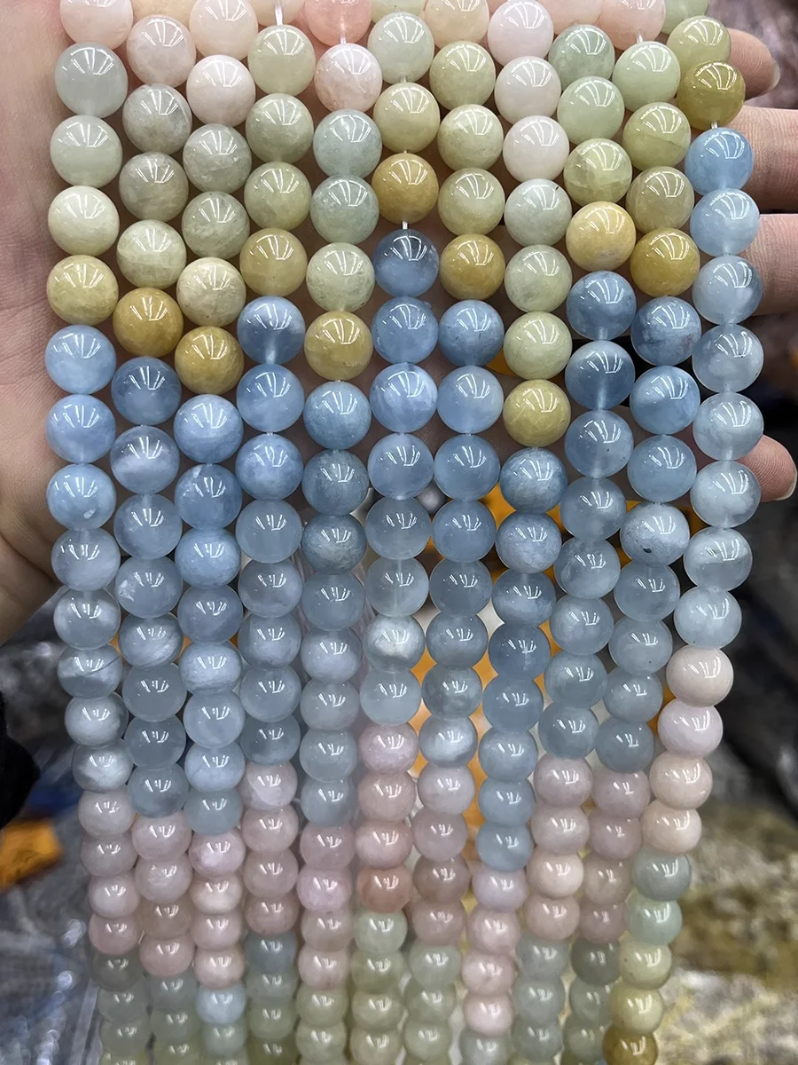 

Natural Stone Beryl Morganite Round Loose Beads For DIY Jewelry Making