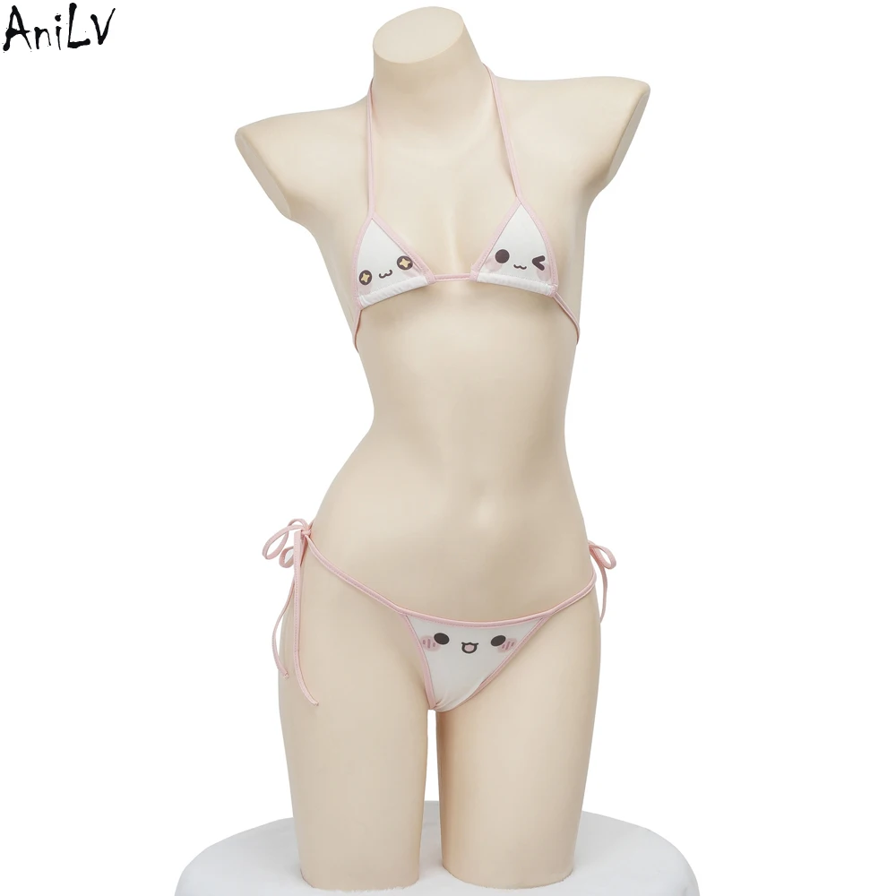 AniLV Anime Kawaii Girl Cute Expression Bikini Set Cosplay Women Adorable Underwer Costume