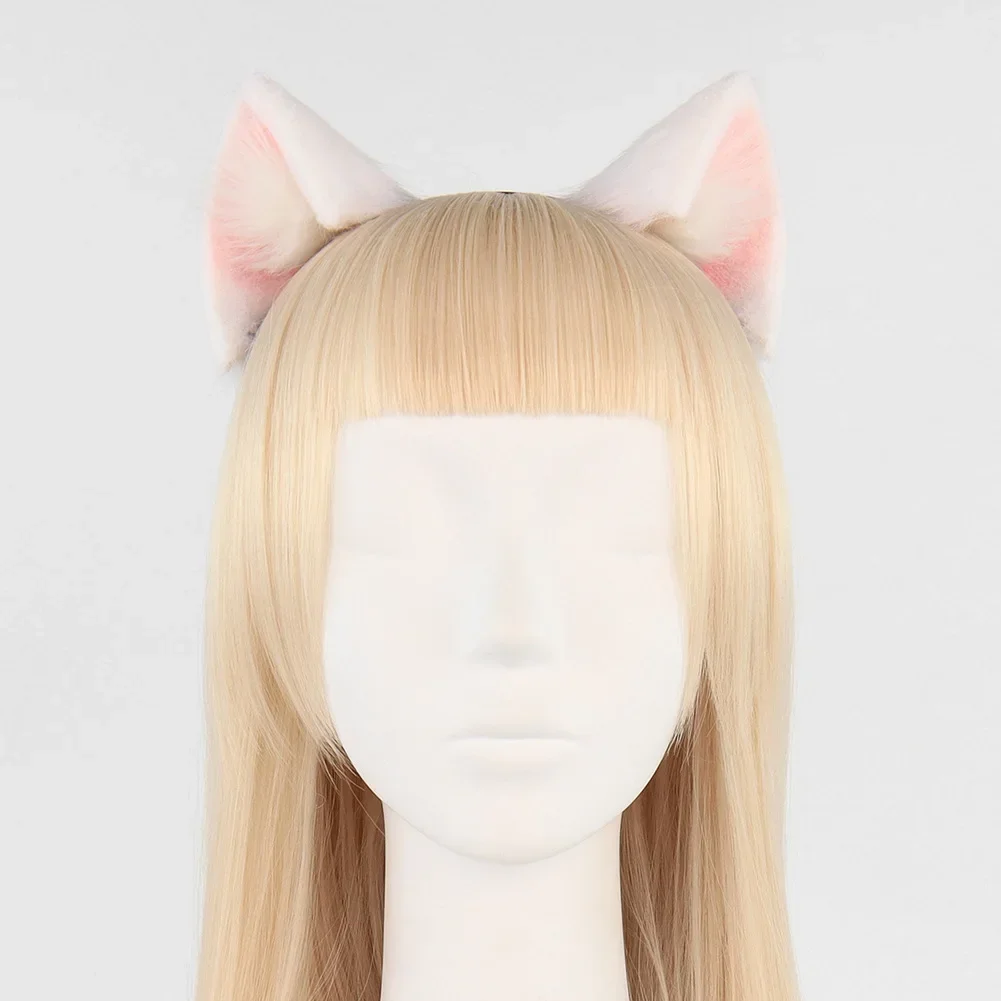 Kawaii Pink White Cat Ear Headwear Fur Lolita JK Cosplay Costume Headdress Animal Party Prop Girl Pet Headband Cosplay Accessory