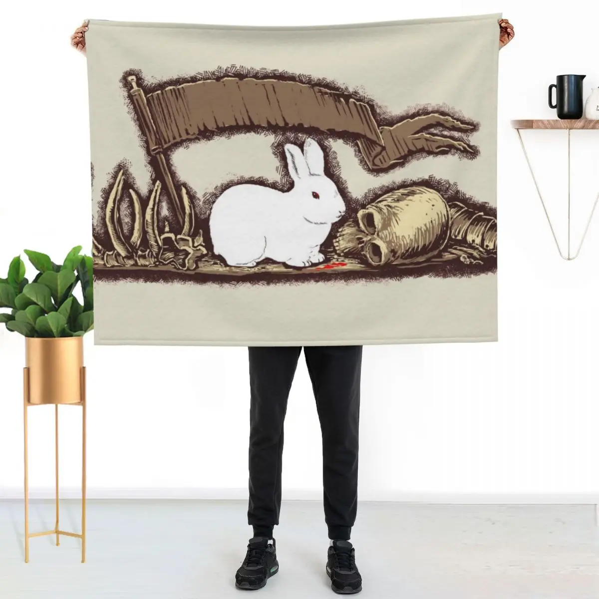 Killer rabbit Throw Blanket Hairy Summer Luxury Throw Hair Weighted Tourist Blankets