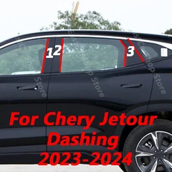 For Chery Jetour Dashing 2023 2024 Car Middle Column PC Window Trims Decoration B C Pillar PC Strip Sticker Cover Accessories