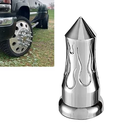 20PCS ABS Chrome Plastic 33mm Towering Inferno Flames Push-on Spiked Lug Nut Covers for Semi Trucks