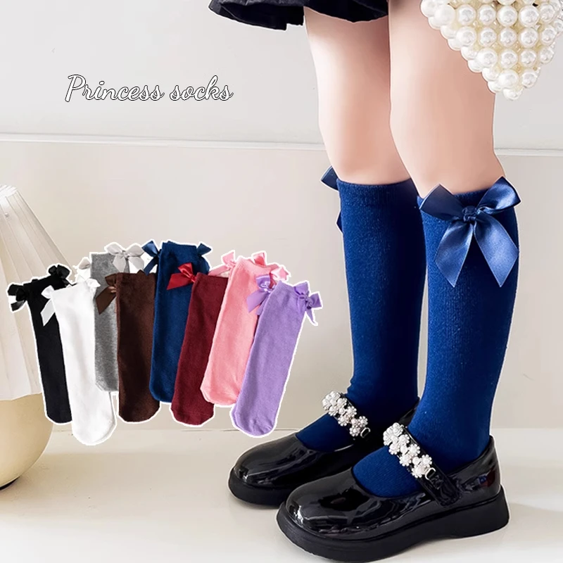 Mädchen Student Einfarbig Lange Röhre Tanz Socken Mädchen Mid Tube Socken Frühling Herbst Lolita Bogen Koreanische Version Prinzessin Wenig