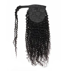 Kinky Curly Ponytail Human Hair 65g/100g/145g Wrap Around Clip In Hair Extension Natural Color Remy Indian Hair 28 Inch