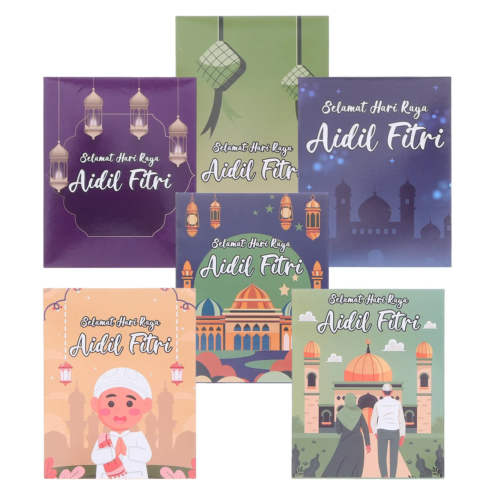 

6Pcs Eid Mubarak Money Envelopes Unique Pattern Paper Cash Holders Ramadan Muslim Celebration Gifts Blessing Card Pack