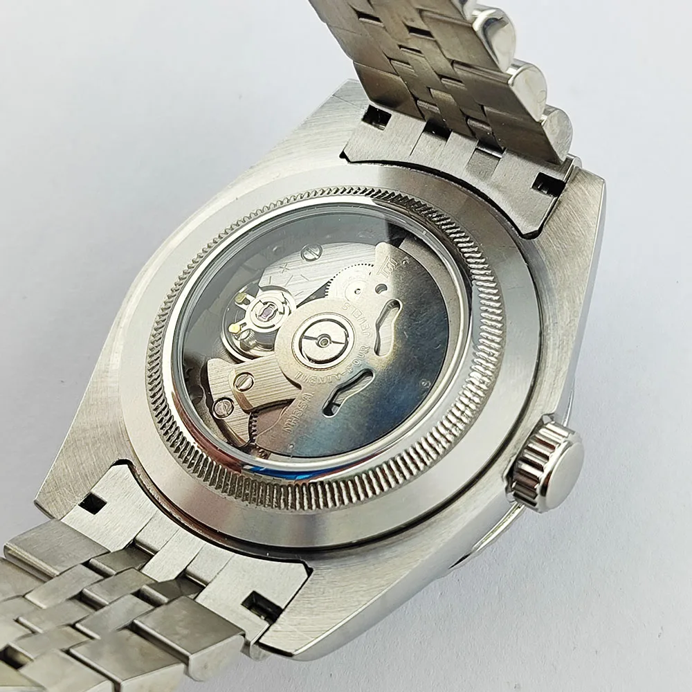 NH35-Uhr S-Zifferblatt 36 mm/39 mm NH35-Zifferblatt, geeignet für NH35 NH36-Uhrwerk, Saphirglas, eingelegtes Diamant-Zifferblatt für Herren