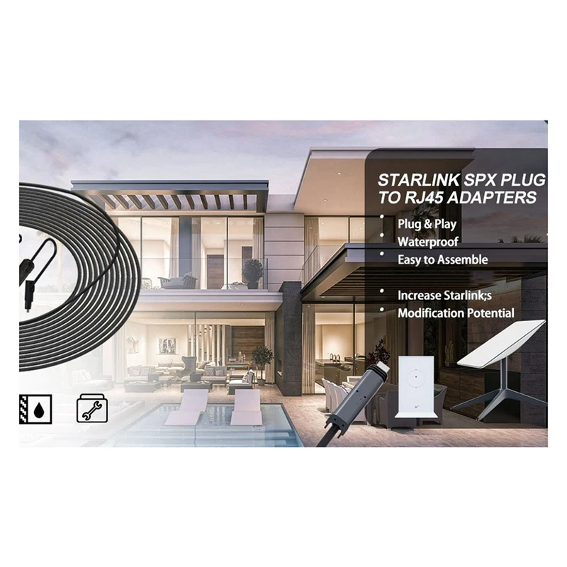 SpX 플러그-RJ45 어댑터, Starlink 1200Mbps IP68 방수 이더넷 익스텐션 케이블 플러스, Dishy 및 라우터용, 2 개