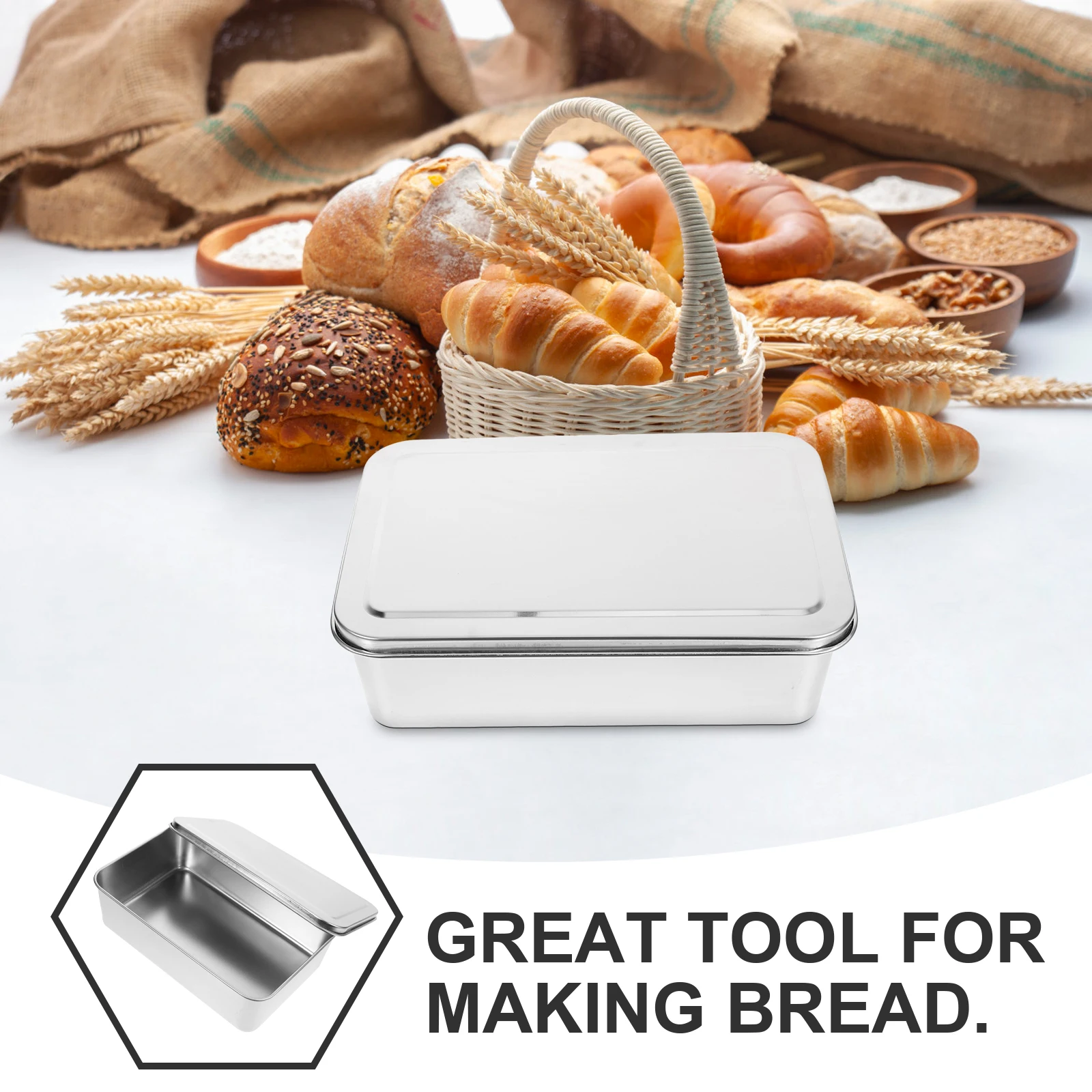 

Stainless Steel Baking Box Cake Pan With Lid Heavy Duty Oven Tray For Bread Cakes Desserts Metal Baking Pan Kitchen Cooking Tool